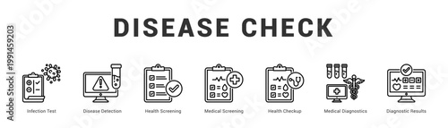 Disease Check Modern and clean web banner illustration featuring thematic icons for visual communication