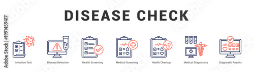 Disease Check Modern and clean web banner illustration featuring thematic icons for visual communication