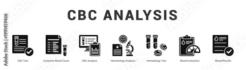 CBC Analysis Modern and clean web banner illustration featuring thematic icons for visual communication