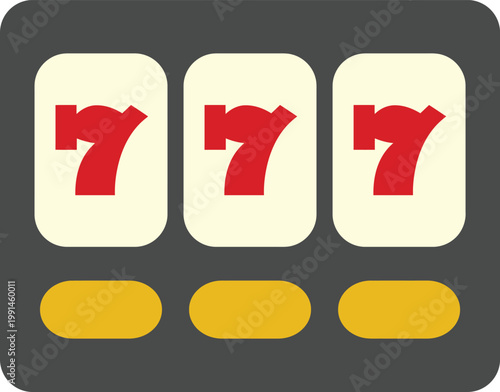 Lucky sevens jackpot on a slot machine display a flat design vector illustration representing winning and success in gambling games