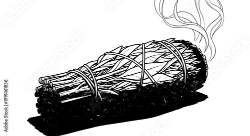 Incense stick burning with smoke rising from the tip featuring aromatic, relaxation, meditation with spiritual and ritual elements for fragrance,