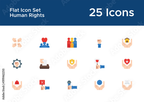 Social justice flat icon pack for awareness platform. Civil rights and equality visuals