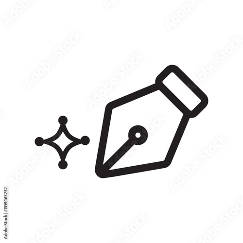 Pen nib with sparkle icon
