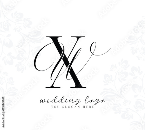 Initial letter WX XW wedding logo design vector