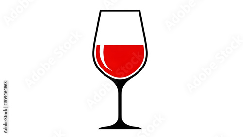 Red wine glass icon with liquid isolated on white background
