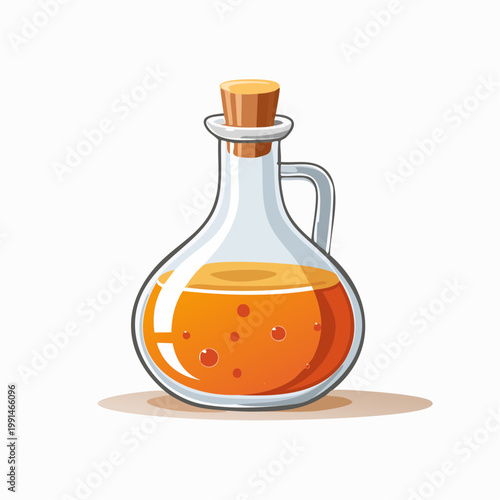 Cartoon bottle with orange liquid and cork stopper