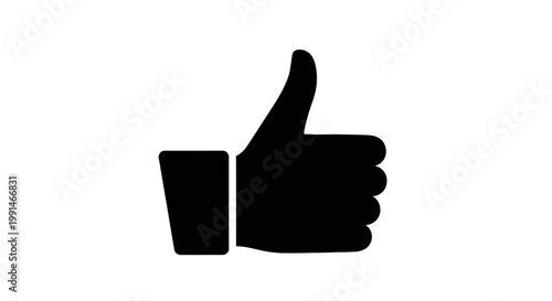 Black thumb up hand, thumbs up icon, like symbol, approval sign, vector graphics