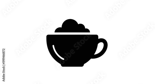 Black coffee cup icon, coffee cup silhouette, tea cup symbol, vector coffee mug