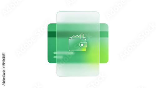 Digital Wallet and Online Payment Concept with Glassmorphism Credit Card Design