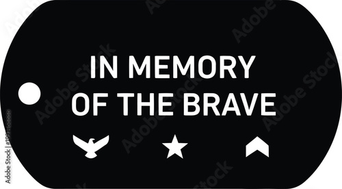 Black dog tag memorial honoring courage and sacrifice