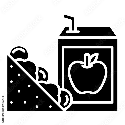 School Lunch Box with Sandwich and Apple Juice Illustration