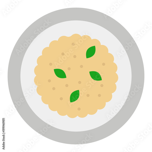 Creamy Oatmeal Porridge with Green Basil Leaves in a Bowl