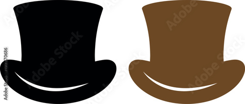 Comparison of a black top hat and a brown bowler hat with subtle smiles.