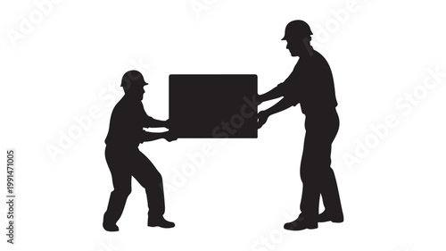 People Carrying Box Silhouette Delivery or Moving Concept