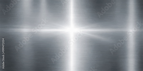 A polished silver brushed metal texture features a shiny stainless steel surface with a smooth metallic grey pattern reflecting light across the material