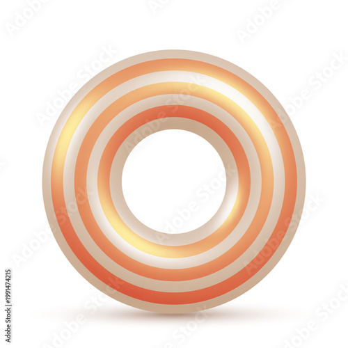 Cute swim ring icon isolated on white background. Rubber pool toy. Realistic inflatable tube
