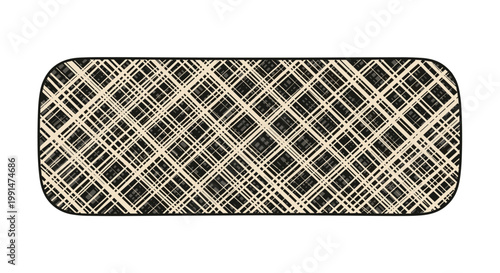 Rectangular frame filled with a dense black and beige cross-hatched woven texture resembling fabric or a mesh screen.