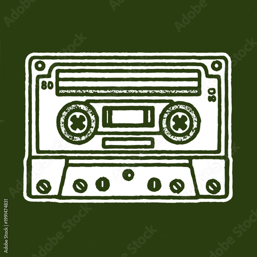 Vintage cassette tape design for a humorous t-shirt celebrating classic music culture and nostalgia