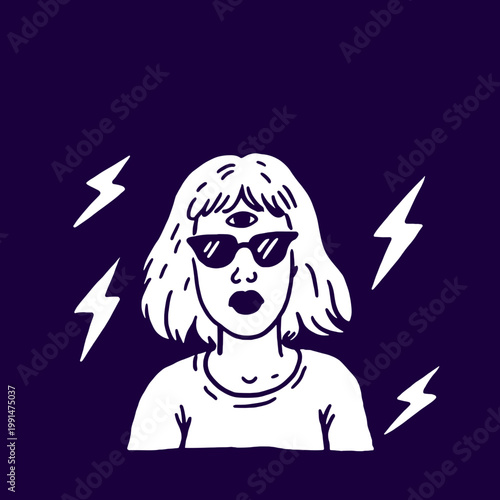 Funny vintage engraved quote t-shirt design featuring a cool character with sunglasses and a mystical vibe