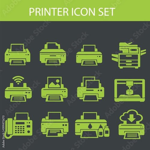 printer icon set stock illustration