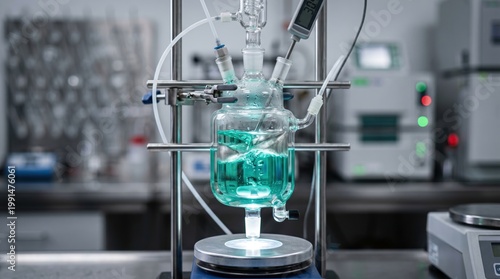 Scientific setup of green solution experiment in a modern lab environment