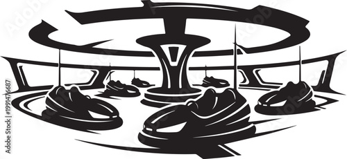 Black camel silhouette with ornate tent, desert animal vector icon