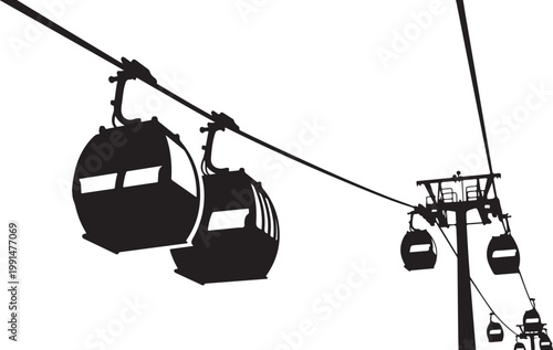 Cable car, gondola lift, ski lift, cableway, transportation icons