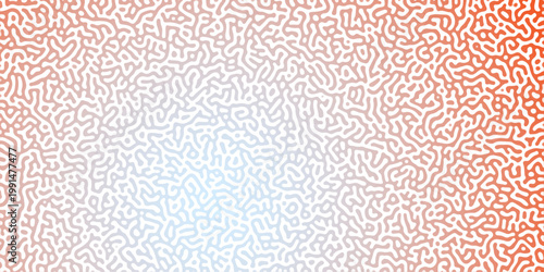 Abstract Reaction-diffusion or Turing pattern natural texture in coral orange gradient colour scheme. Linear design with biological shapes.Organic lines in memphis. abstract turing organic wallpaper.