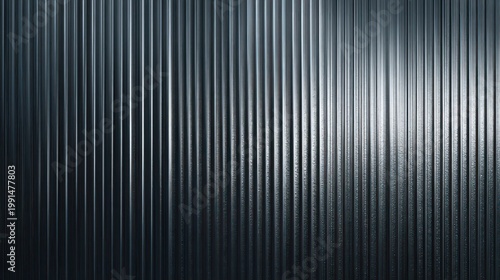 Abstract metallic surface with vertical lines and gradient light
