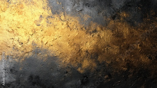 Abstract textured background with gold and dark colors and light effect