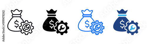 Maintenance Budget icon set multiple style collection