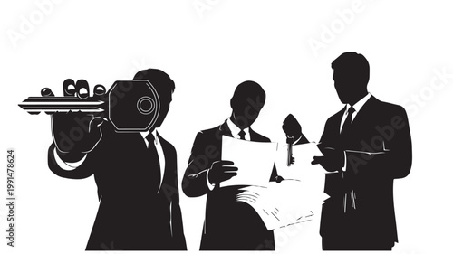 News reporter and cameraman interview silhouette vector