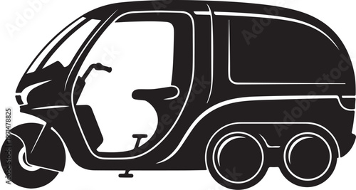 Black, futuristic, eco-friendly, electric vehicle, transportation, eco, sustainable, mobility icon