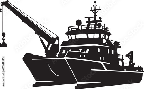 Luxury yacht, mega yacht, boat, vessel, nautical, black and white, vector illustration, ship, sailing, maritime