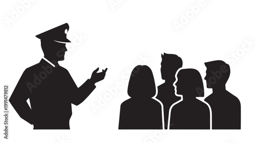 Public speaker addressing audience silhouette vector