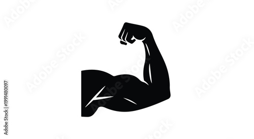 Black silhouette of a flexed arm muscle
