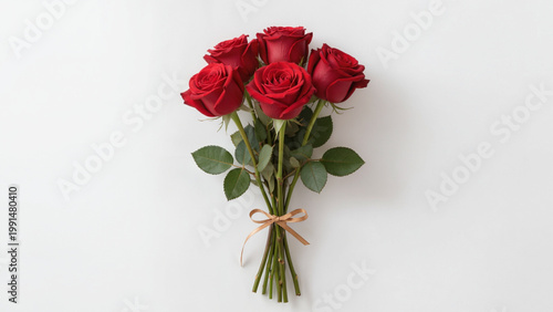 Bild auf Leinwand bouquet of roses,
A stunning bouquet of five deep red roses