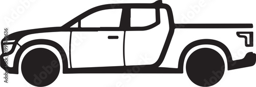 Black truck icon, vehicle silhouette, pickup truck outline, transportation symbol