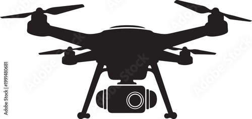 Drone, aerial, drone icon, black silhouette, camera drone