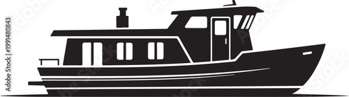 Sleek yacht, boat silhouette, vector graphic, nautical icon