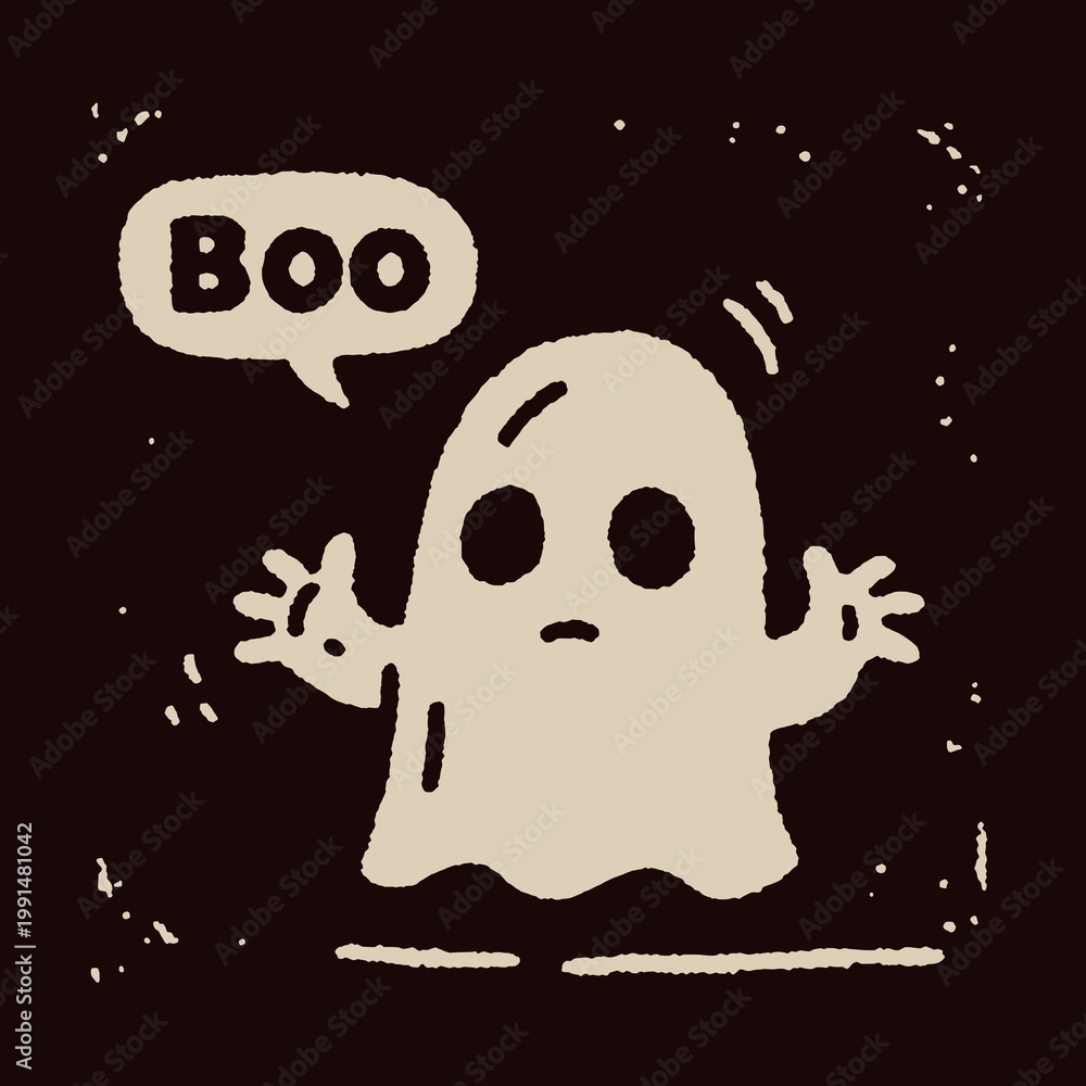 Fototapeta premium Vintage engraved illustration of a ghost saying boo for a humorous t-shirt print design