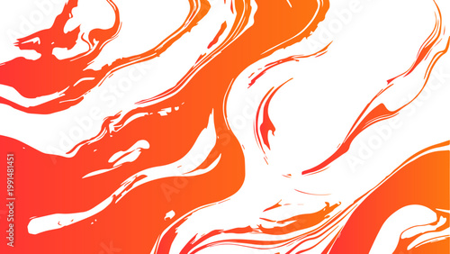 Vector Abstract colorful art with fluid and dynamic lines of orange and red, depicting a smooth marbled effect against a bright canvas