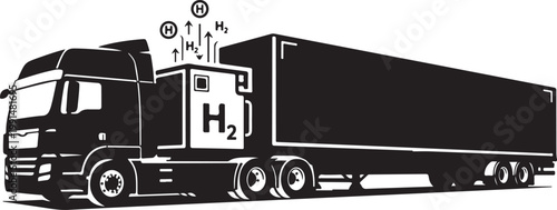 Hydrogen fuel cell truck, eco friendly semi-truck, sustainable transport, H2 vehicle