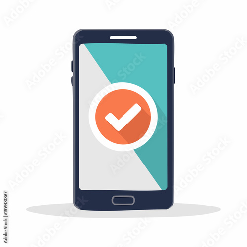 Smartphone with a checkmark icon on screen