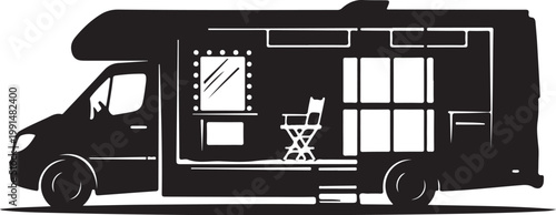 Motorhome, RV, camper van, travel trailer, vector illustration