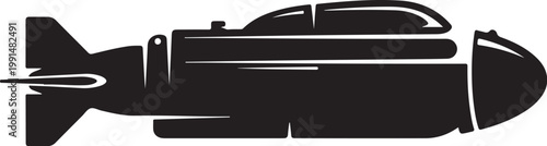 Black bomb icon, missile symbol, explosive vector, warfare graphics