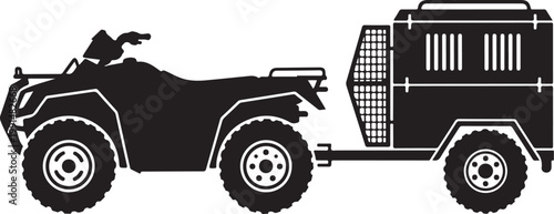 Black ATV, trailer vector, off-road vehicle, transport icon