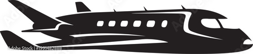 Private Jet, Airplane, Aircraft, Travel, Transportation, Vector Icon