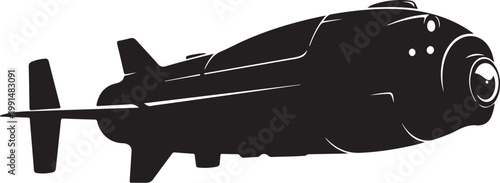 Black submarine icon, vector illustration, nautical symbol, ocean vehicle