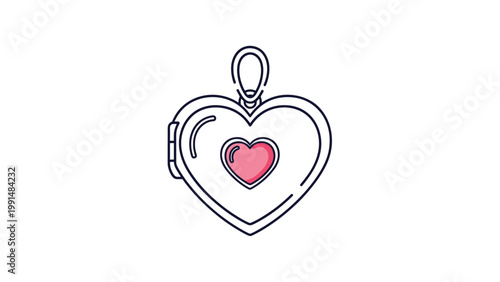 Elegant heart-shaped locket pendant with a smaller pink heart in the center is displayed on a plain white background.